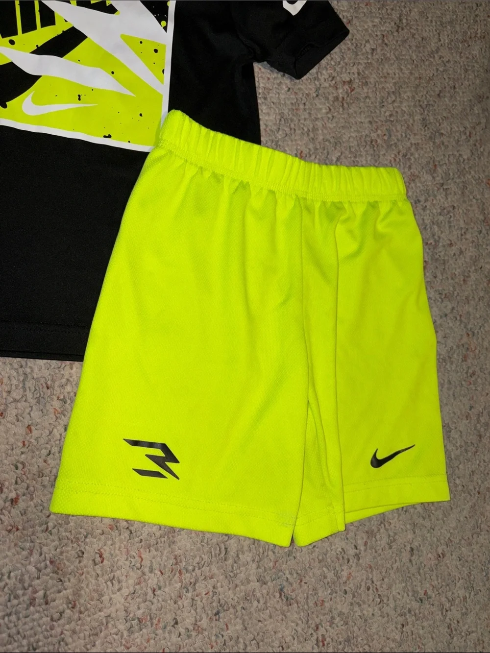 Nike Black Tee with Neon Yellow Graphic & Neon Yellow Shorts